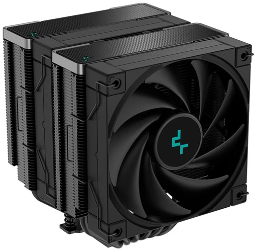 DeepCool CPU Cooler - AK620 ZERO DARK (28 dB; max, 117,21 m3/h; 4pin csatlakozó, 6 db heatpipe, 2x12cm, PWM)