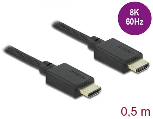 Delock Kábel - 85386 (HDMI apa-apa, Ultra nagy sebességű HDMI kábel 48 Gbps, 8K 60 Hz, 0,5 m)