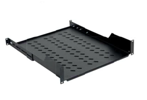 Legrand Rackszekrény polc - 1U-19", 4 ponton rögzíthető, kihúzható, 425mm (600 mély szekrényekhez), max: 50 kg, Fekete)