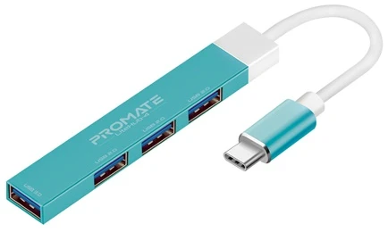 Promate USB Hub - LITEHUB 4 (USB-C 4in1 HUB, 1xUSB 2.0, 3xUSB 3.0, adapter, kék) 1 USBPROLITEHUB4BLUE