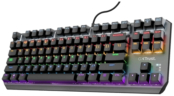 Trust Billentyűzet Gamer - GXT834 Callaz TKL (USB; fekete; mechanikus gombok; világítás; US) 1 PERTRU24404