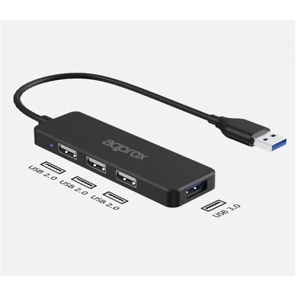 APPROX USB HUB - USB3.0 4in1 HUB (3db USB2.0, 1db USB3.0) Fekete 1 APPROX USB HUB - USB3.0 4in1 HUB (3db USB2.0, 1db USB3.0) Fekete