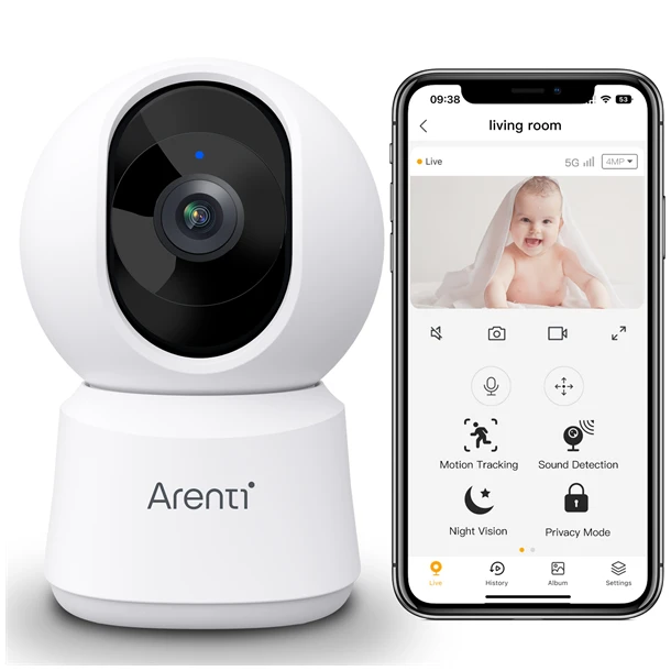 Arenti IP wifi PT dómkamera - P2Q (4MP, 3,6mm, beltéri, IR10m, microSD, mikrofon, hangszóró)