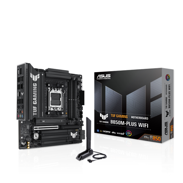 Asus Alaplap - AMD TUF GAMING B850M-PLUS WIFI AM5 (B850, ATX, 4xDDR5 8000+MHz, 4xSATA3, 3x M.2, HDMI+DP)