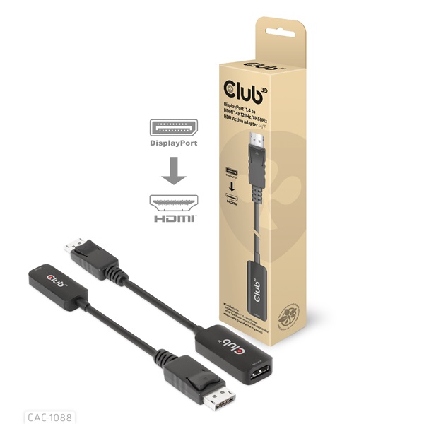 Club 3D Átalakító - CAC-1088 (DisplayPort 1.4 to HDMI 4K120Hz/8K60Hz HDR Aktív, M/F) 1 Club 3D Átalakító - CAC-1088 (DisplayPort 1.4 to HDMI 4K120Hz/8K60Hz HDR Aktív, M/F)