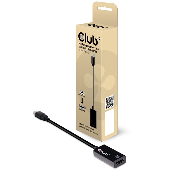 Club 3D Átalakító - CAC-1180 (Mini DisplayPort 1.4 to HDMI 2.0, 4K60Hz, HDR, 3D, 16bpc) 1 Club 3D Átalakító - CAC-1180 (Mini DisplayPort 1.4 to HDMI 2.0, 4K60Hz, HDR, 3D, 16bpc)
