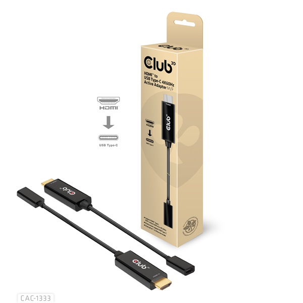 Club 3D Átalakító - CAC-1333 (HDMI to USB-C aktív, 4K60Hz, M/F)