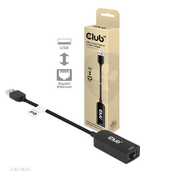 Club 3D Átalakító - CAC-1420 (3.2 USB-A to RJ45, 2.5Gb, M/F) 1 Club 3D Átalakító - CAC-1420 (3.2 USB-A to RJ45, 2.5Gb, M/F)