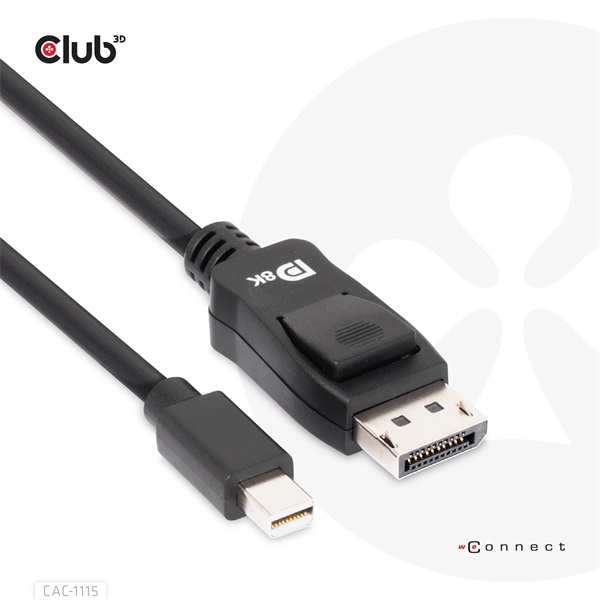 Club 3D Kábel - CAC-1115 (Mini DisplayPort to DisplayPort 1.4 HBR3, 8K60Hz/4K120Hz, 2m, kétirányú) 1 Club 3D Kábel - CAC-1115 (Mini DisplayPort to DisplayPort 1.4 HBR3, 8K60Hz/4K120Hz, 2m, kétirányú)