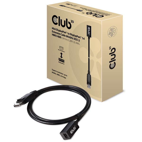 Club 3D Kábel - CAC-1120 (Mini DisplayPort 1.4 to DisplayPort, 8K60Hz, DSC1.2, HBR3, HDR, 1m, F/M, Kétirányú) 1 Club 3D Kábel - CAC-1120 (Mini DisplayPort 1.4 to DisplayPort, 8K60Hz, DSC1.2, HBR3, HDR, 1m, F/M, Kétirányú)