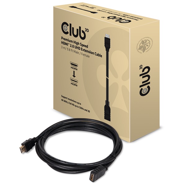 Club 3D Kábel - CAC-1321 (HDMI 2.0 M/F, 5m, 4K@30Hz, 10.2Gbps, Ethernet) 1 Club 3D Kábel - CAC-1321 (HDMI 2.0 M/F, 5m, 4K@30Hz, 10.2Gbps, Ethernet)