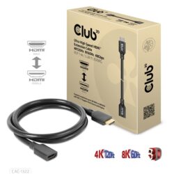 Club 3D Kábel - CAC-1322 (HDMI 2.1 Ultra High Speed, 4K120Hz 8K60Hz, 30AWG, 48Gbps, 1m, M/F)