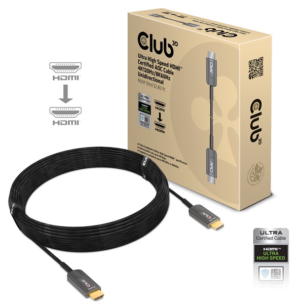 Club 3D Kábel - CAC-1376 (HDMI 2.1 Ultra High Speed, 4K120Hz/8K60Hz, Unidirectional M/M, 10m AOC) 1 Club 3D Kábel - CAC-1376 (HDMI 2.1 Ultra High Speed, 4K120Hz/8K60Hz, Unidirectional M/M, 10m AOC)