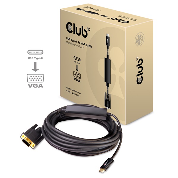 Club 3D Kábel - CAC-1512 (USB-C Gen 1 to VGA, 5m) 1 Club 3D Kábel - CAC-1512 (USB-C Gen 1 to VGA, 5m)