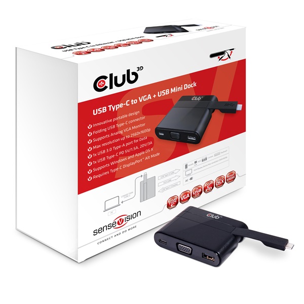 Club 3D Notebook Dokkoló - CSV-1532 (60W, 3.0 USB-C to D-Sub, VGA, 3.0 USB-A, (for Data) 3.0 USB-C) 1 Club 3D Notebook Dokkoló - CSV-1532 (60W, 3.0 USB-C to D-Sub, VGA, 3.0 USB-A, (for Data) 3.0 USB-C)