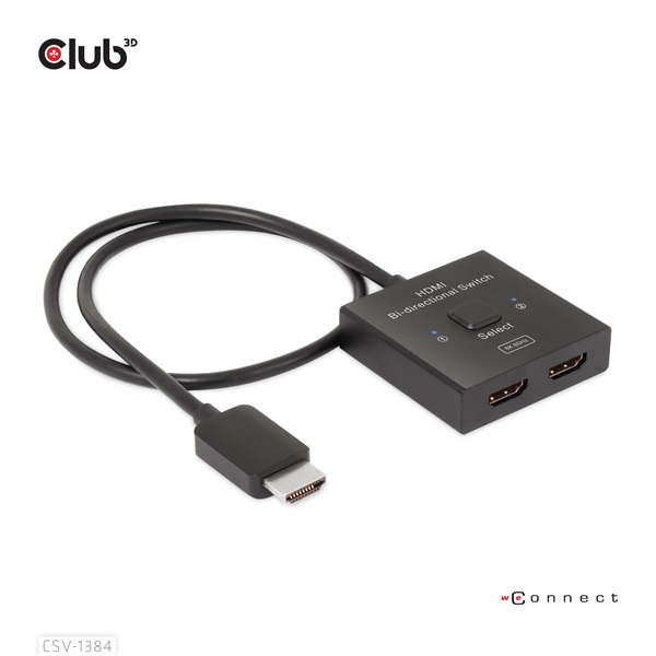 Club 3D Switch - CSV-1384 (HDMI 2-az-1-ben, Kétirányú, 8K60Hz/4K120Hz, HDR, HDMI 2.1)
