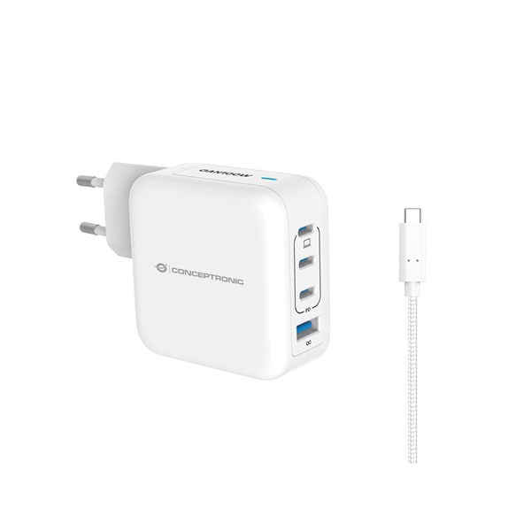 Conceptronic telefon töltő adapter+kábel - ALTHEA18W (3xUSB-C+USB-A, 100W, USB-C töltő kábel, fehér) 1 Conceptronic telefon töltő adapter+kábel - ALTHEA18W (3xUSB-C+USB-A, 100W, USB-C töltő kábel, fehér)