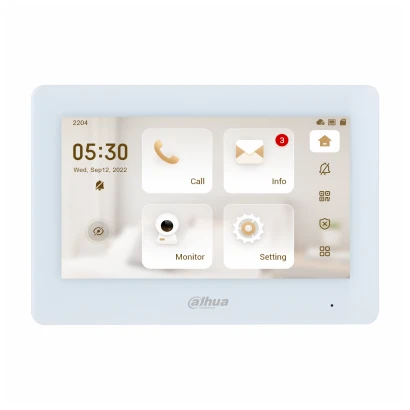Dahua IP video kaputelefon - VTH5421HW-W (beltéri egység; 7" touch, SD, I/O, PoE, wifi, fehér)