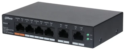 Dahua switch PoE - CS4006-4ET-60 (Cloud Menedzsment; 4x100Mbps PoE; + 2x 100Mbps uplink, 65W)