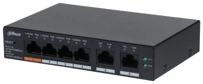 Dahua switch PoE - CS4006-4GT-60 (Cloud Menedzsment; 4x1Gbps PoE; + 2x 1Gbps uplink, 60W)