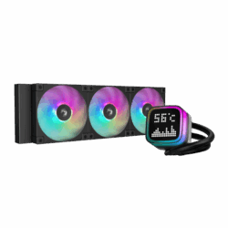 DeepCool CPU Water Cooler - LP360 (max 21dB; max. 122,39 m3/h; 3x12cm, LED kijelző, fekete)