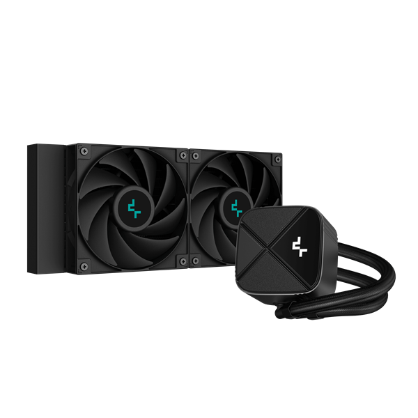DeepCool CPU Water Cooler - LS520S Zero Dark (max 19dB; max. 145,86 m3/h; 2x12cm, A-RGB LED)