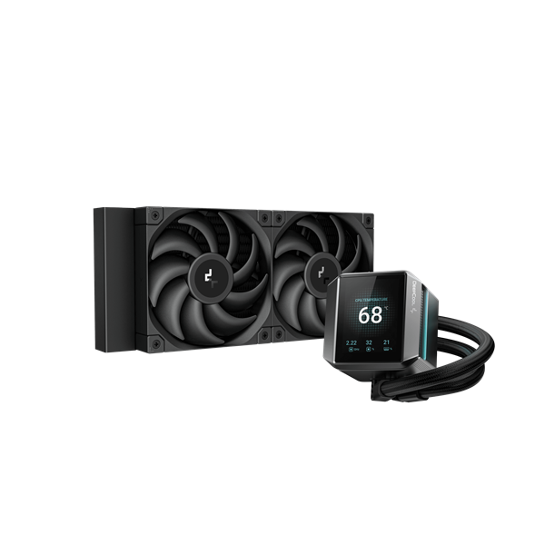 DeepCool CPU Water Cooler - MYSTIQUE 240 (max 21dB; max. 123,09 m3/h; 2x12cm, LED kijelző, fekete) 1 DeepCool CPU Water Cooler - MYSTIQUE 240 (max 21dB; max. 123,09 m3/h; 2x12cm, LED kijelző, fekete)