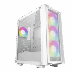DeepCool Számítógépház - CC560 MESH WH V2 (ablakos, 4x12cm A-RGB ventilátor, ATX, 2xUSB3.0, fehér)