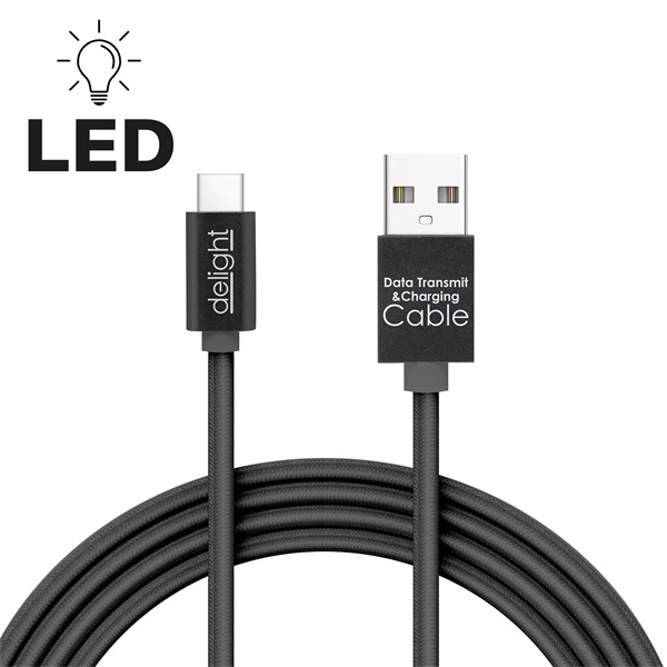 Delight kábel - USB Type-C töltőkábel, 1m, fekete 1 Delight kábel - USB Type-C töltőkábel, 1m, fekete