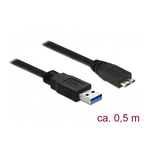 Delock Kábel - 85071 (USB3.0 A – USB3.0 Micro-B kábel, apa/apa, fekete, 0,5m) 1 Delock Kábel - 85071 (USB3.0 A – USB3.0 Micro-B kábel, apa/apa, fekete, 0,5m)