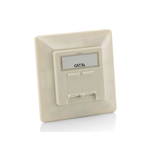 Equip Keystone Süllyeszthető csatlakozó aljzat - 125775 (2 port, Cat6A, STP, 80x80mm, fehér) 5db/csomag 1 Equip Keystone Süllyeszthető csatlakozó aljzat - 125775 (2 port, Cat6A, STP, 80x80mm, fehér) 5db/csomag