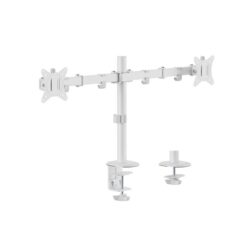 Equip Monitor Asztali konzol - 650167 (17"-32", 2 monitor, dönthető, forgatható, állítható magasság, Max.:2x9kg, fehér)