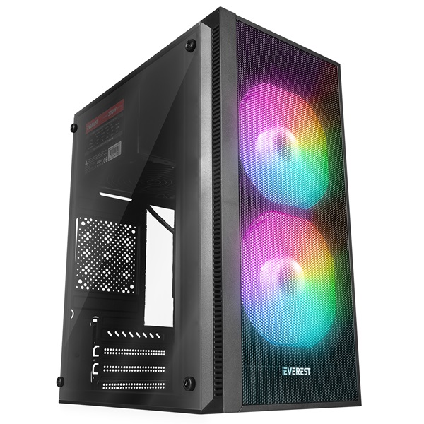 Everest Számítógépház - MINION Mesh PEAK 300W (fekete; 2x12cm LED venti, Micro ATX / MINI-ITX, 300W táp) 1 Everest Számítógépház - MINION Mesh PEAK 300W (fekete; 2x12cm LED venti, Micro ATX / MINI-ITX, 300W táp)