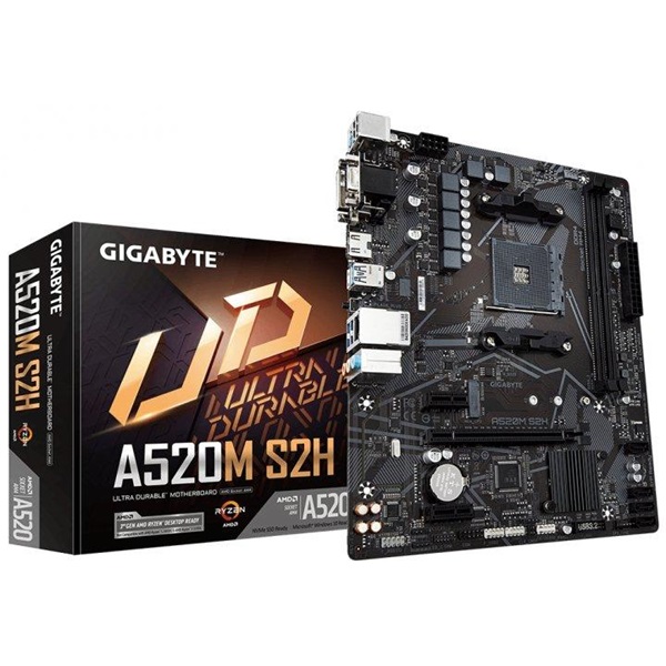 Gigabyte Alaplap - AMD A520M S2H AM4 (A520M, 2xDDR4 3200MHz, PCI-E, RAID, 4xSATA3, M.2, 6xUSB2.0, 6xUSB3.1) 1 Gigabyte Alaplap - AMD A520M S2H AM4 (A520M, 2xDDR4 3200MHz, PCI-E, RAID, 4xSATA3, M.2, 6xUSB2.0, 6xUSB3.1)