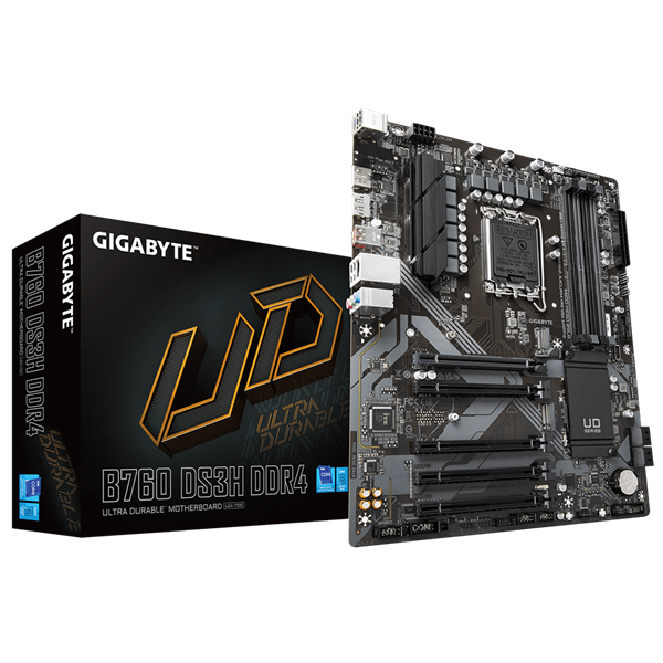 Gigabyte Alaplap - Intel B760 DS3H DDR4 s1700 (B760, 4xDDR4, 5333MHz, DP/HDMI, 4xSATA3, M.2, 4xUSB2.0, 3xUSB3.2, USB-C)