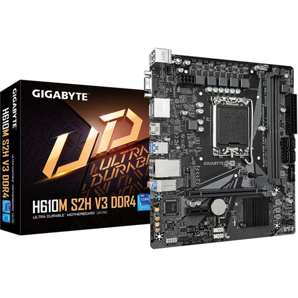 Gigabyte Alaplap - Intel H610M S2H V3 DDR4 s1700 (H610, 2xDDR4 3200MHz, 1xGBE LAN, 4xSATA3, M.2, 8xUSB2.0, 4xUSB3.1) 1 Gigabyte Alaplap - Intel H610M S2H V3 DDR4 s1700 (H610, 2xDDR4 3200MHz, 1xGBE LAN, 4xSATA3, M.2, 8xUSB2.0, 4xUSB3.1)