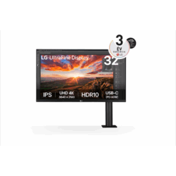 LG Monitor 32" Ergonomic - 32UN880K-B (IPS; 16:9; 4K 3840x2160; 5ms; 350cd; HDMIx2; DP; USB-C; Hangszóró, Pivot)