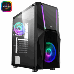 NJOY Számítógépház -  FORT (fekete, ablakos, ATX, 2x12cm, 1xUSB2.0, 2xUSB3.0)