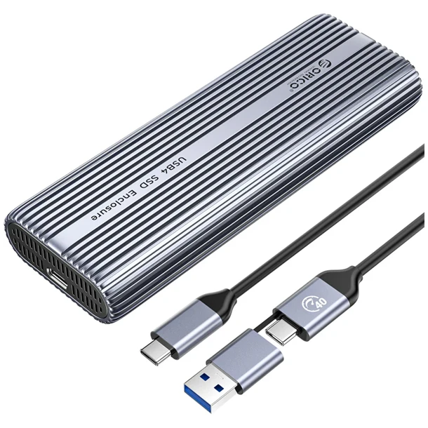 Orico Külső M.2 ház - ACOM2-U4-GY (USB-C 4-> M.2 NVMe, Max.: 8TB, 40 Gbps, szürke)
