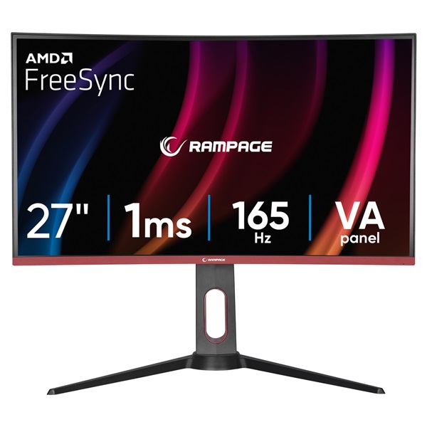 Rampage Monitor 27" - VOYAGER (VA, 165Hz, 1ms, 16:9, 1920x1080, 250cd/m2, 2xHDMI, DisplayPort, fekete, FreeSync, ívelt) 1 Rampage Monitor 27" - VOYAGER (VA, 165Hz, 1ms, 16:9, 1920x1080, 250cd/m2, 2xHDMI, DisplayPort, fekete, FreeSync, ívelt)