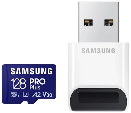 Samsung MicroSD kártya - 128GB MB-MD128SB/WW (PRO PLUS kártyaolvasóval, UHS-I, R180/W130, 128GB)