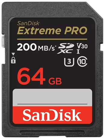 Sandisk SD kártya - 64GB SDXC Extreme Pro (200/90 MB/s Class 10 UHS-I, A1 V30)
