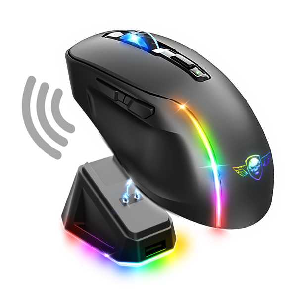 Spirit of Gamer Egér Vezeték nélküli  - ELITE-M50 Black (Optikai, 8000DPI, 1000Hz, 6 programozható gomb, RGB, fekete)