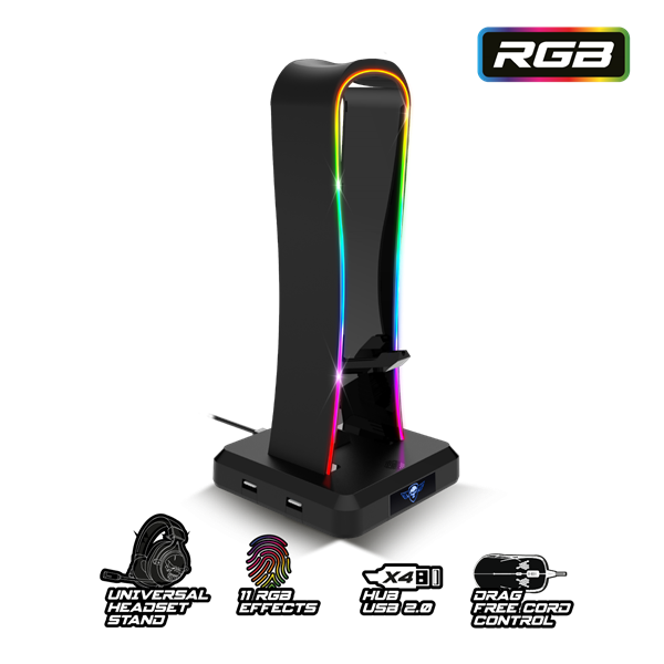 Spirit of Gamer Fejhallgató állvány - SENTINEL (4xUSB2.0, kábelvezetés, csúszásmentes talp, 11 RGB preset) 1 Spirit of Gamer Fejhallgató állvány - SENTINEL (4xUSB2.0, kábelvezetés, csúszásmentes talp, 11 RGB preset)