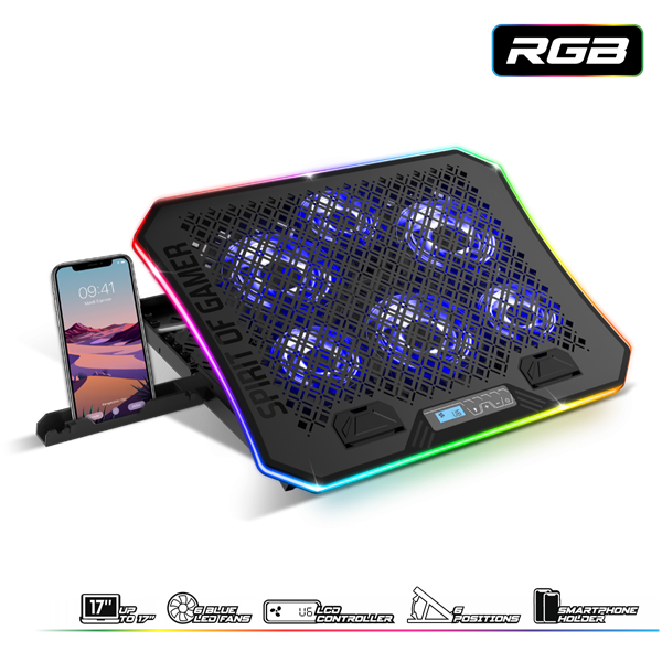 Spirit of Gamer Notebook Hűtőpad 17"-ig - AIRBLADE 1200 RGB (18dB; max. 79 m3/h; 3x11cm+3x70cm, RGB LED, 2xUSB2.0) 1 Spirit of Gamer Notebook Hűtőpad 17"-ig - AIRBLADE 1200 RGB (18dB; max. 79 m3/h; 3x11cm+3x70cm, RGB LED, 2xUSB2.0)