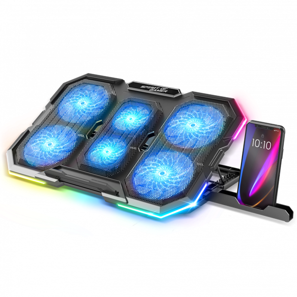 Spirit of Gamer Notebook Hűtőpad 17"-ig - AIRBLADE 700 RGB (29dB; max. 180 m3/h; 4x10cm+2x7cm, RGB LED, 2xUSB2.0)