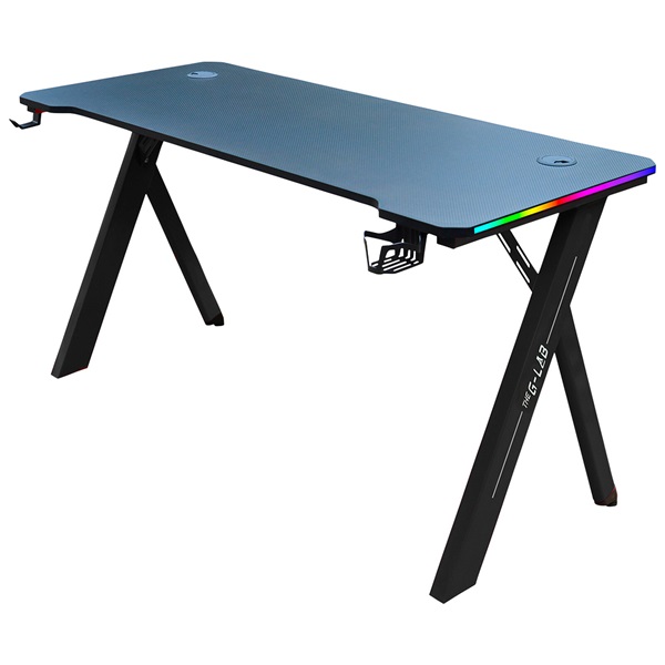 The G-Lab Gamer Asztal - K-DESK SULFUR (120x60cm, fém, pohártartó, fejhallgatótartó, fekete, RGB LED) 1 The G-Lab Gamer Asztal - K-DESK SULFUR (120x60cm, fém, pohártartó, fejhallgatótartó, fekete, RGB LED)