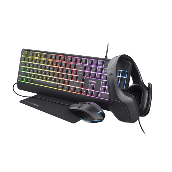 Trust Bundle - GXT792 Quadrox 4-in-1 Gaming Bundle (Billentyűzet magyar + Zirox fejhallgató + Felox egér + Egérpad) 1 Trust Bundle - GXT792 Quadrox 4-in-1 Gaming Bundle (Billentyűzet magyar + Zirox fejhallgató + Felox egér + Egérpad)
