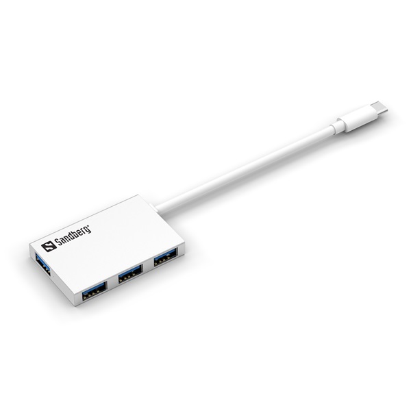 Sandberg USB Hub - USB-C to 4xUSB3.0 Pocket Hub (ezüst; USB-C bemenet; 4port USB3.0 kimenet, aluminium) 1 Sandberg USB Hub - USB-C to 4xUSB3.0 Pocket Hub (ezüst; USB-C bemenet; 4port USB3.0 kimenet, aluminium)