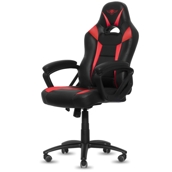 Spirit of Gamer szék - FIGHTER Red (állítható magasság; párnázott kartámasz; PU; max.120kg-ig, fekete-piros)